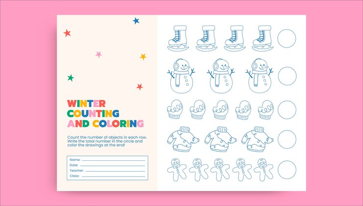 Vector gratuito hoja de trabajo de vacaciones de invierno frescas como para niños