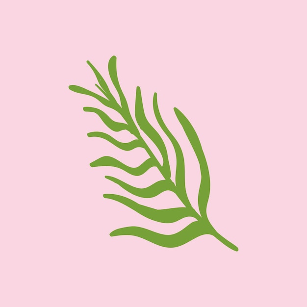 Hoja tropical verde sobre un vector de fondo rosa