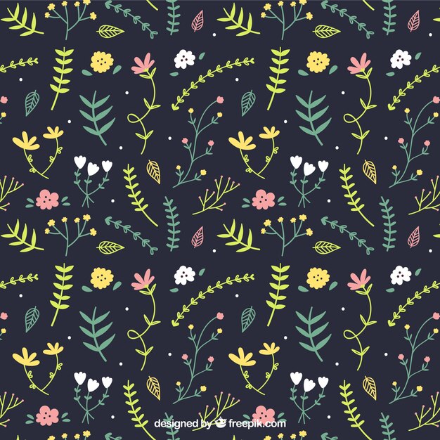 hojas dibujadas a mano con poca modelo de flores