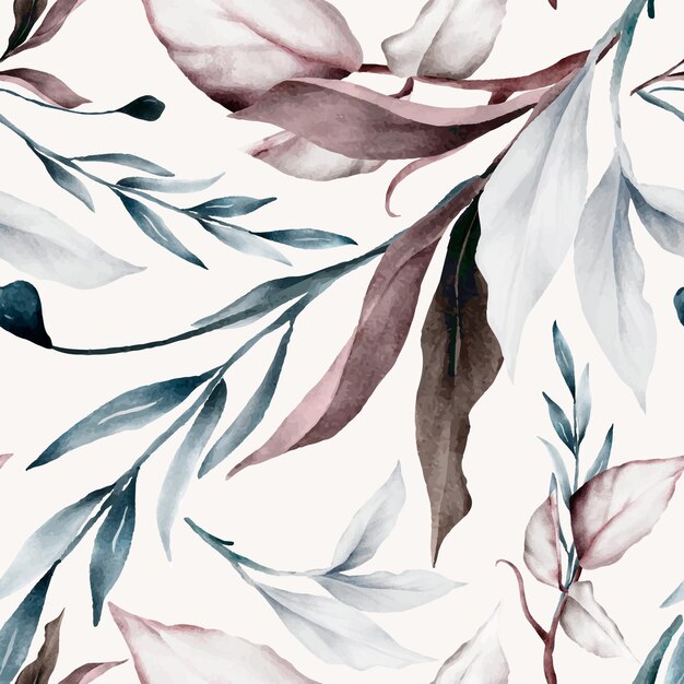 Hojas elegantes pintura acuarela floral de patrones sin fisuras