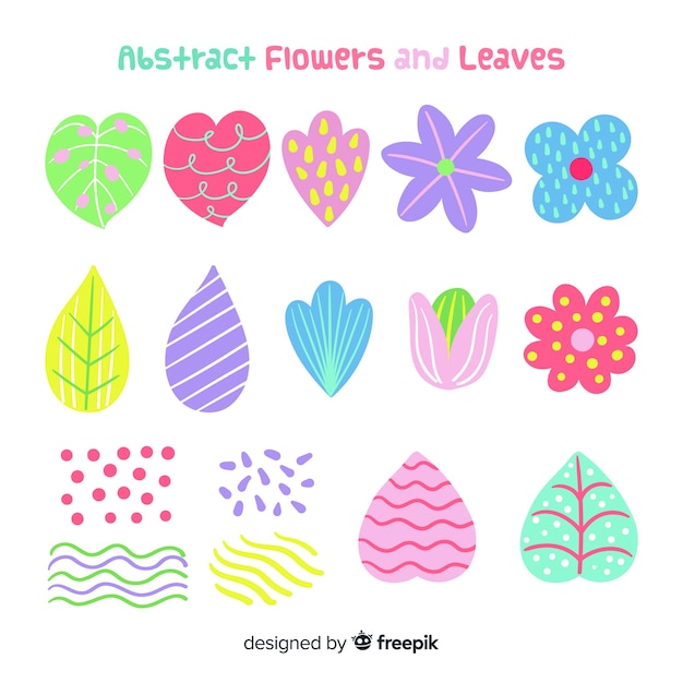 Hojas y flores abstractas dibujadas
