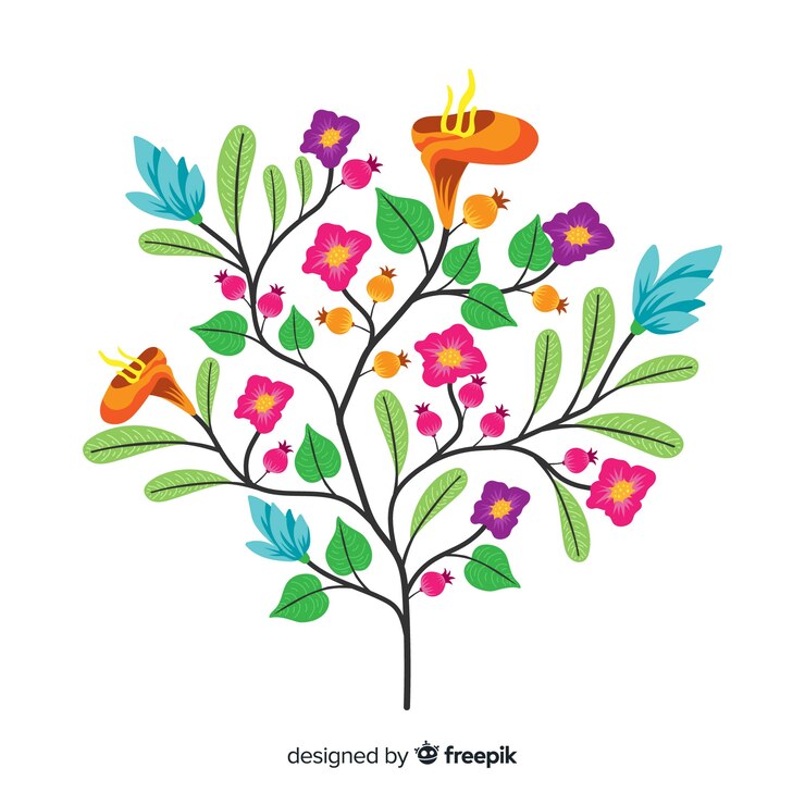 Vector gratuito hojas y flores de primavera en diseño plano