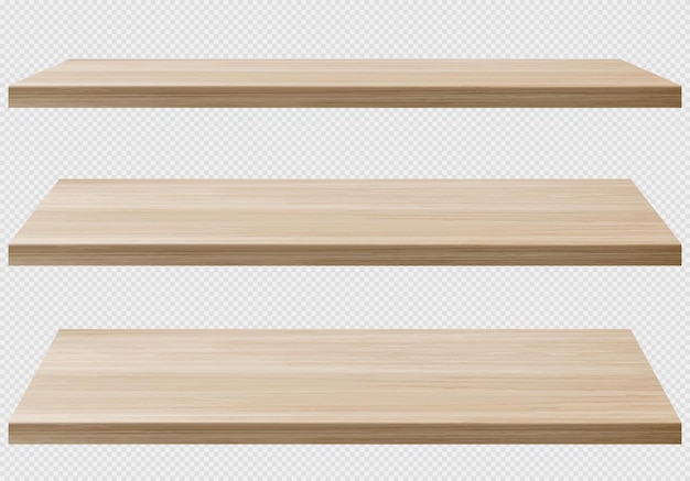 Hojas de madera realista png set vista en perspectiva