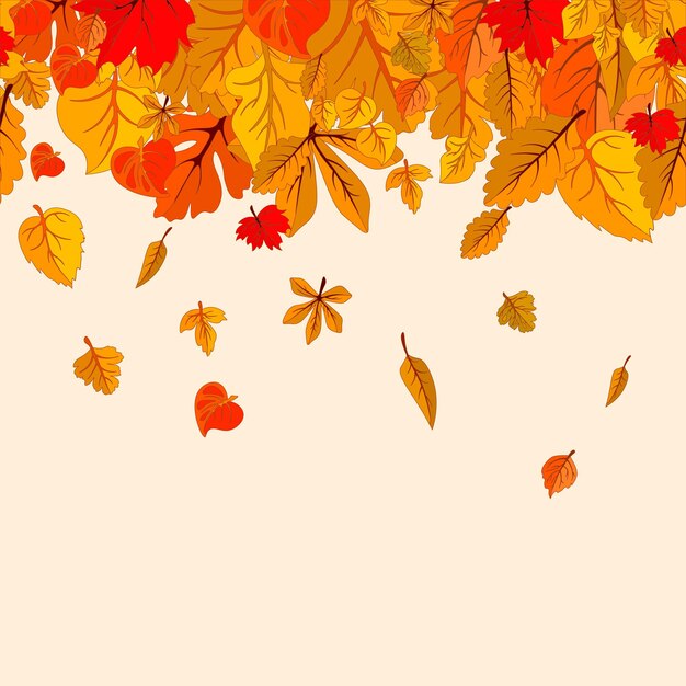 Hojas de otoño caen fondo aislado Plantilla de cartel de otoño dorado