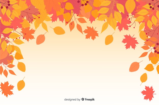 Hojas de otoño diseño plano de fondo