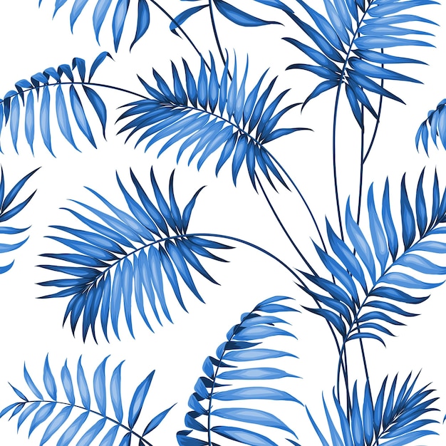 Hojas de palma tópicas en patrones sin fisuras Ilustración vectorial