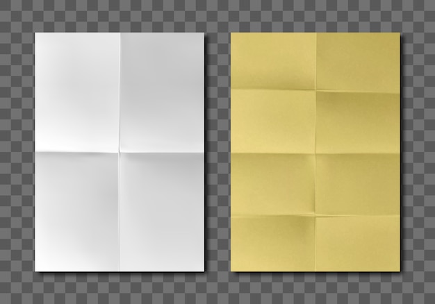 Hojas de papel amarillo blanco en blanco doblado