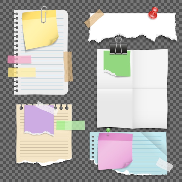 Vector gratuito hojas de papel con juego de papelería