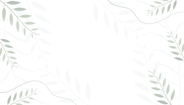 hojas verdes tropicales y frescas en el diseño de la bandera blanca