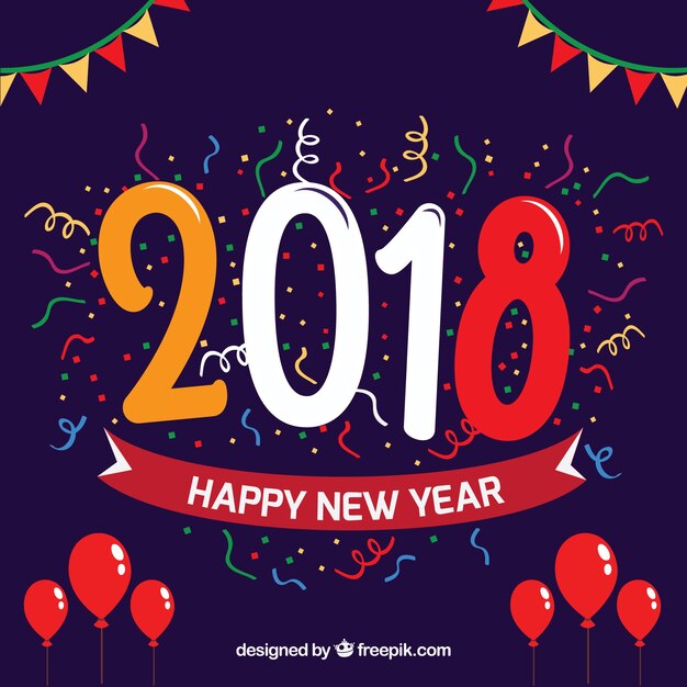 Hola año nuevo 2018 fondo de fiesta