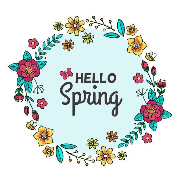 Hola banner de primavera con flores
