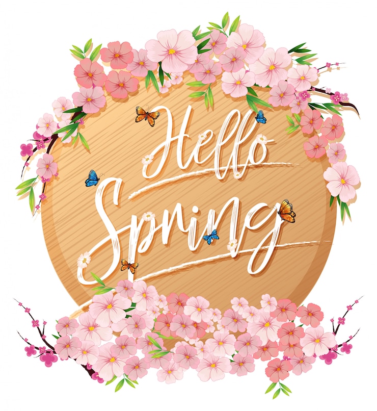 Vector gratuito hola carta de texto de primavera