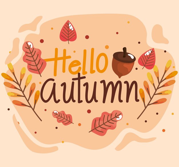 Hola cartel de letras de otoño