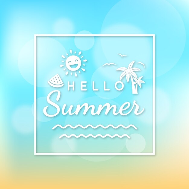 Hola cielo de verano y diseño borroso de arena