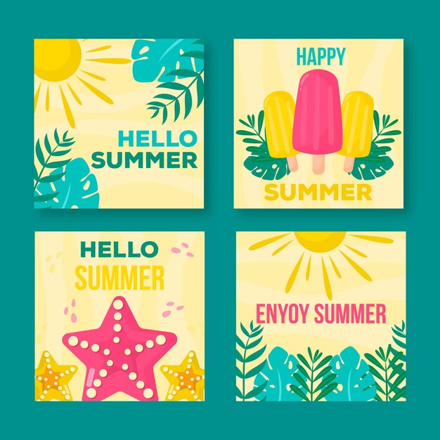 Hola colección de publicaciones de instagram de verano