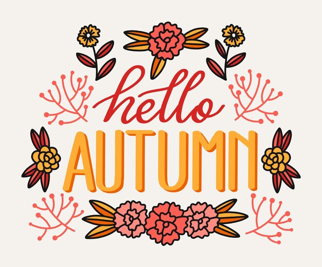 Hola concepto de letras de otoño