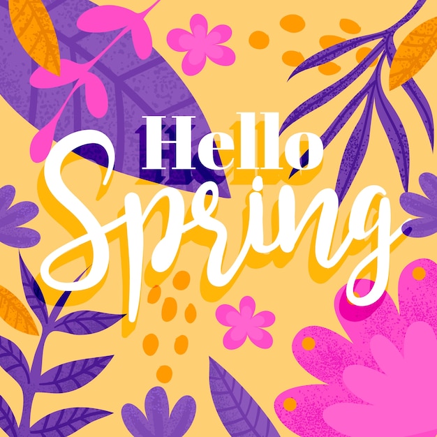 Vector gratuito hola concepto de letras de primavera