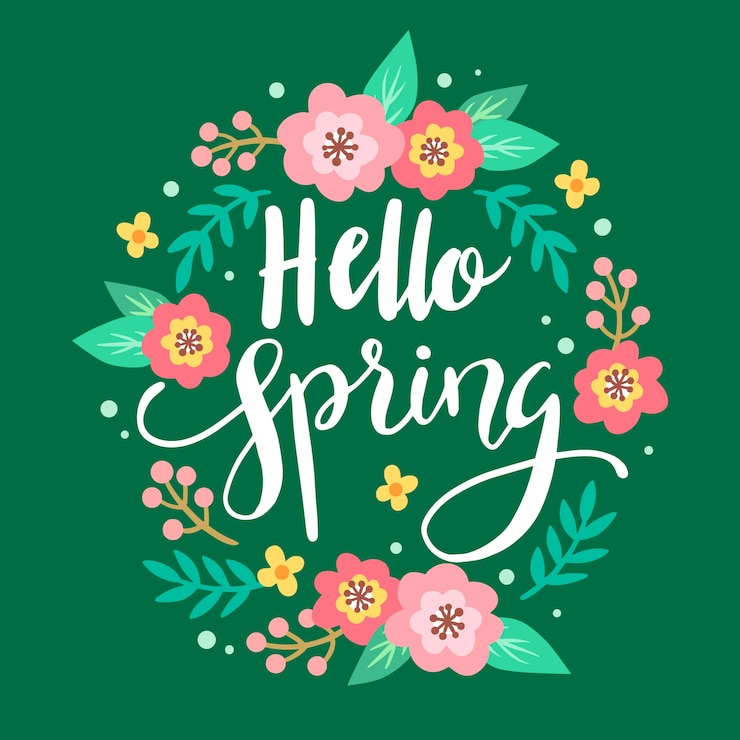 Vector gratuito hola concepto de letras de primavera