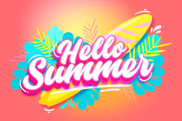 Vector gratuito hola concepto de letras de verano