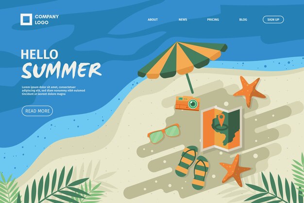 Hola concepto de página de aterrizaje de verano