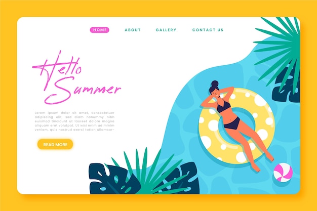 Hola concepto de página de aterrizaje de verano