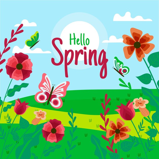 Hola diseño de letras de primavera