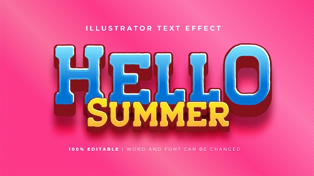 Hola efecto de texto de verano