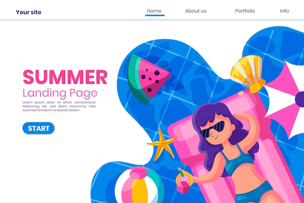 Hola estilo de página de aterrizaje de verano
