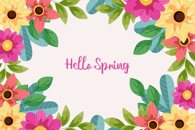 Hola explosión de letras de primavera en flores