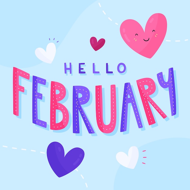 Hola febrero letras planas