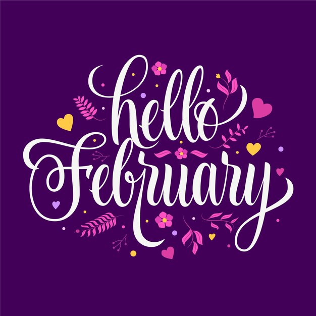 Hola febrero letras planas