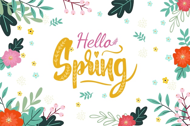 Vector gratuito hola fondo de primavera con decoración colorida