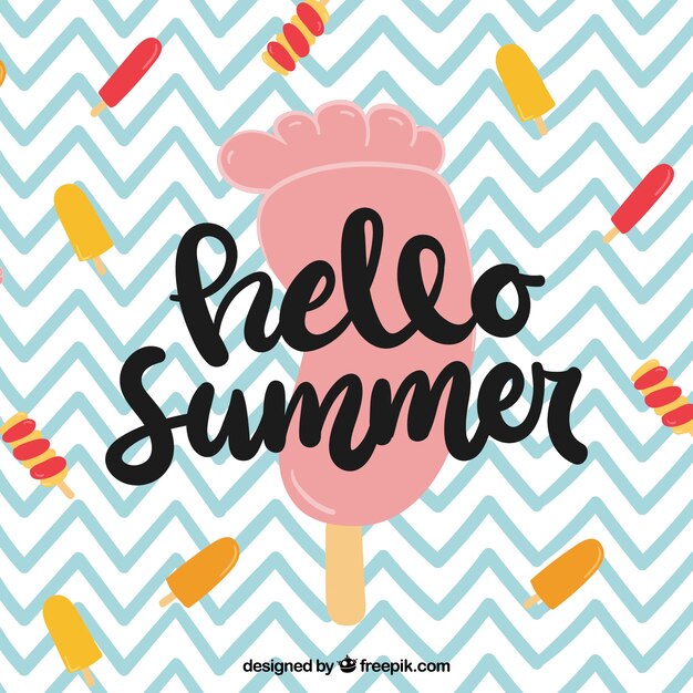 Hola fondo de verano con helados coloridos
