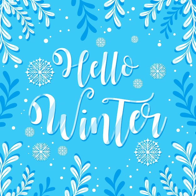 Vector gratuito hola invierno - letras