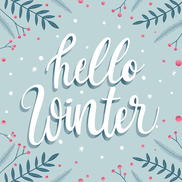 Vector gratuito hola invierno - letras