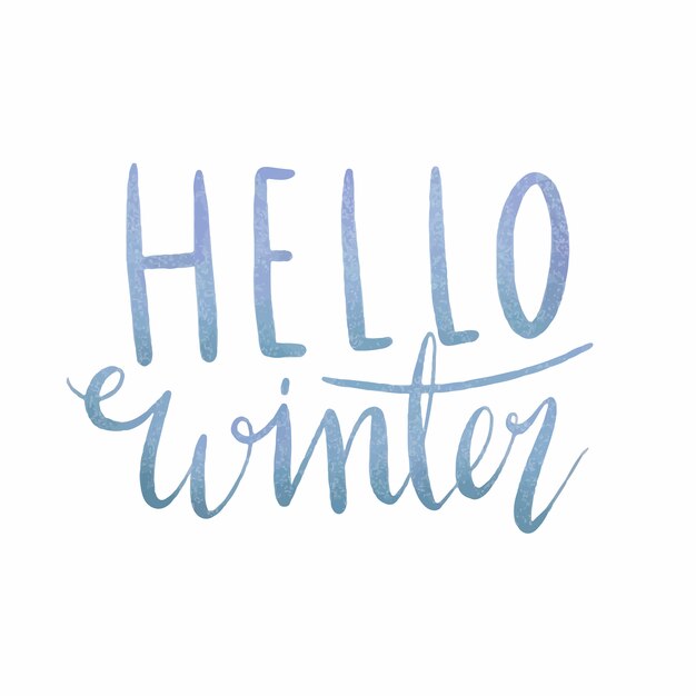 Hola invierno tipografía acuarela vector
