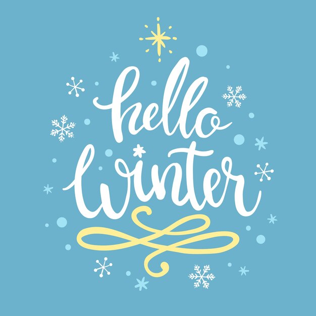 Hola letras de concepto de invierno