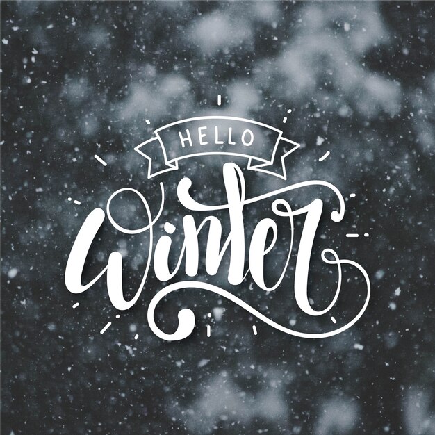 Hola letras de concepto de invierno