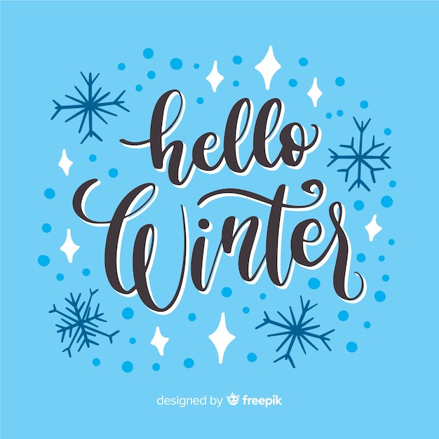 Hola letras de concepto de invierno