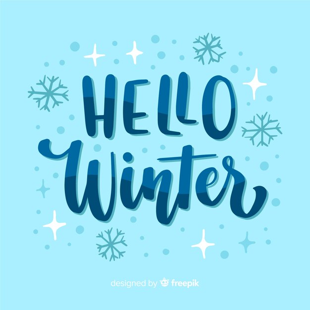 Hola letras de concepto de invierno