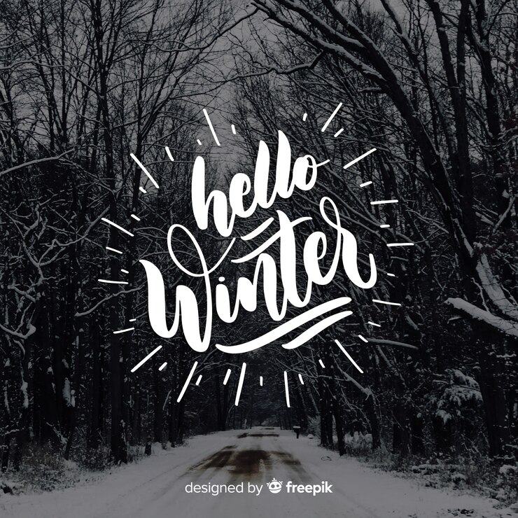 Vector gratuito hola letras de invierno