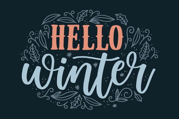 Vector gratuito hola letras de invierno
