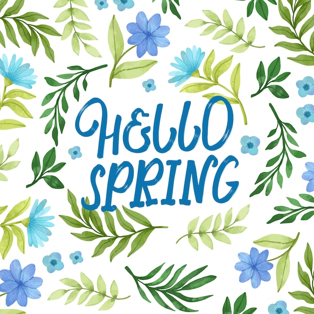 Vector gratuito hola letras de primavera con decoración colorida