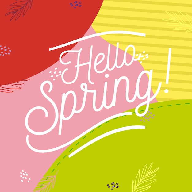 Vector gratuito hola letras de primavera con decoración colorida