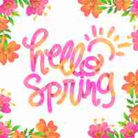 Vector gratuito hola letras de primavera con decoración colorida