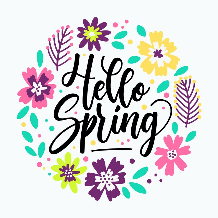 Vector gratuito hola letras de primavera con flores