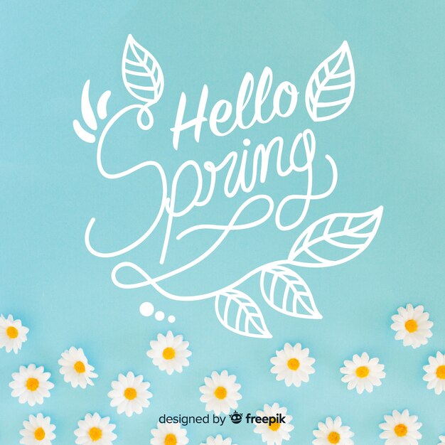 Hola letras de primavera con foto