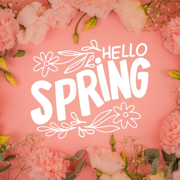 Hola letras de primavera con foto
