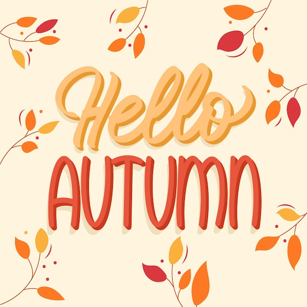 Hola lindo otoño letras con hojas