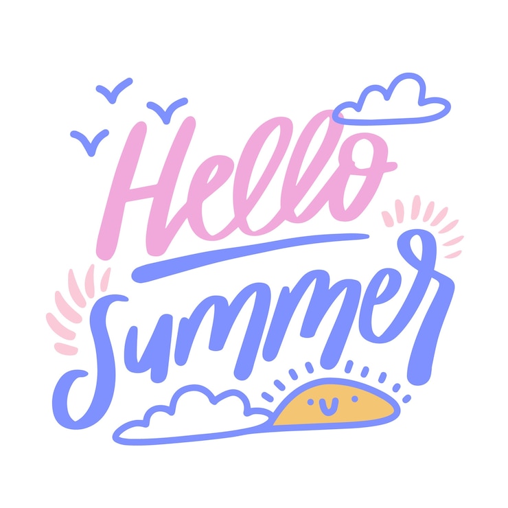 Vector gratuito hola lindo verano letras